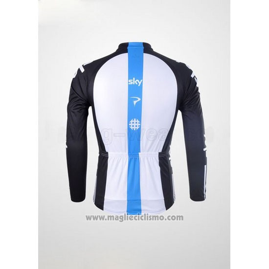 2012 Abbigliamento Ciclismo Sky Nero e Celeste Manica Lunga e Salopette